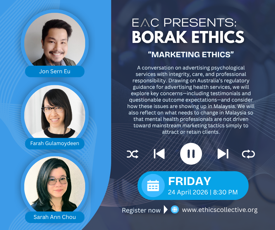Borak Ethics session promo on marketing ethics in psychological practice